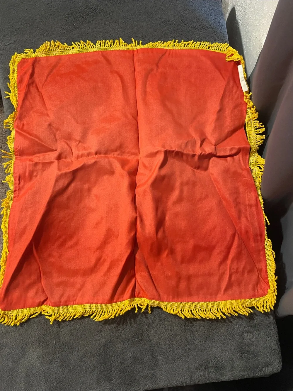 Chinatown Embroidered Painted Velvet Fringed Pillow Cover - Black & Yellow NWOT